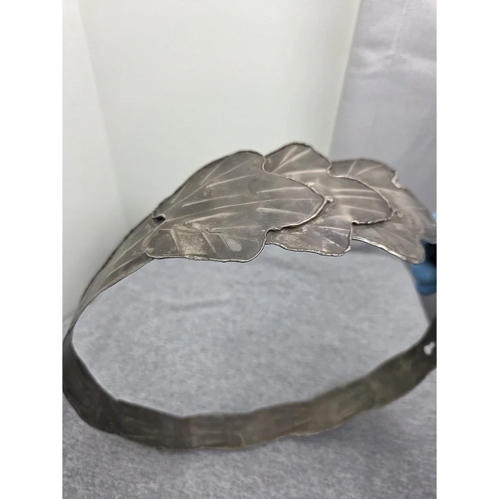 Vintage Womens Handmade Solid Brass Wide Statement Adjustable Leaf Belt 34in